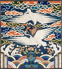 Badge (Hyungbae) of Upper Civil Rank with Two Cranes during Joseon dynasty (1392&ndash;1910) in the second half of 19th century. Original from the Los Angeles County Museum of Art. Digitally enhanced by rawpixel.