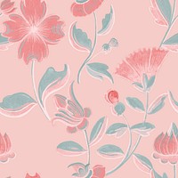 Vintage pink floral pattern background vector, remix from public domain artwork