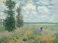 Poppy Fields near Argenteuil (1875) by <a href="https://www.rawpixel.com/search/claude%20monet?sort=curated&amp;page=1">Claude Monet</a>, high resolution famous painting. Original from MET. Digitally enhanced by rawpixel.