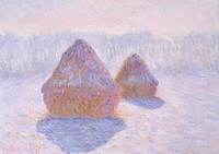 Haystacks (Effect of Snow and Sun) (1891) by <a href="https://www.rawpixel.com/search/claude%20monet?sort=curated&amp;page=1">Claude Monet</a>, high resolution famous painting. Original from The MET. Digitally enhanced by rawpixel.