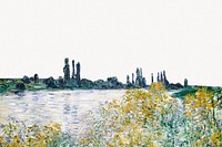 Monet landscape wallpaper border, &Icirc;le aux Fleurs near V&eacute;theuil, remixed by rawpixel.