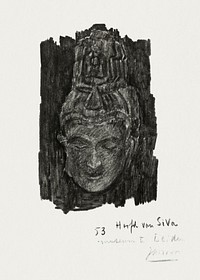 Study of head of Shiva in the Museum of Ethnology in Leiden (1868&ndash;1928) by Jan Toorop. Original from The Rijksmuseum. Digitally enhanced by rawpixel.