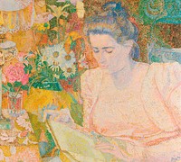 Portrait of Mrs Marie Jeannette de Lange (1900) by Jan Toorop. Original from The Rijksmuseum. Digitally enhanced by rawpixel.