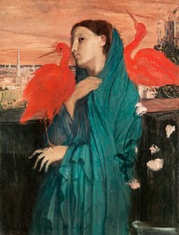Young Woman with Ibis (ca. 1860&ndash;1862) painting in high resolution by <a href="https://www.rawpixel.com/search/edgar%20degas?sort=curated&amp;page=1">Edgar Degas</a>. Original from The MET Museum. Digitally enhanced by rawpixel.