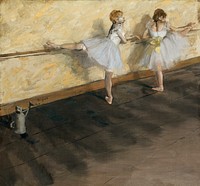 Dancers Practicing at the Barre (1877) painting in high resolution by Edgar Degas. Original from The MET Museum. Digitally enhanced by rawpixel.