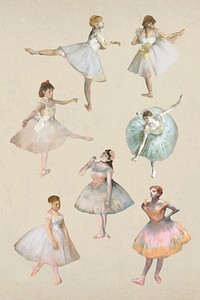 Ballerina vector set, remixed from the artworks of the famous French artist <a href="https://slack-redir.net/link?url=https%3A%2F%2Fwww.rawpixel.com%2Fsearch%2FEdgar%2520Degas" target="_blank">Edgar Degas</a>.
