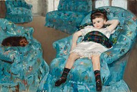Little Girl in a Blue Armchair (1878) by Mary Cassatt. Original portrait painting from The National Gallery of Art. Digitally enhanced by rawpixel.