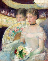 The Loge (1878&ndash;1880) by <a href="https://www.rawpixel.com/search/mary%20cassatt?sort=curated&amp;page=1">Mary Cassatt</a>. Original portrait painting from The National Gallery of Art. Digitally enhanced by rawpixel.