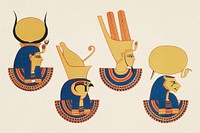 Ancient Egyptian gods and goddesses psd element illustration