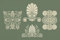 Beige Greek ornamental element psd set