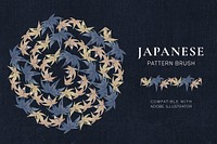 Japanese maple leaves pattern brush vector frame, artwork remix from original print by Watanabe Seitei