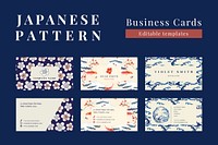 Japanese pattern name card vector editable template, remix of artwork by Watanabe Seitei