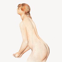 Naked woman collage element, Renoir-inspired artwork psd, remixed by rawpixel