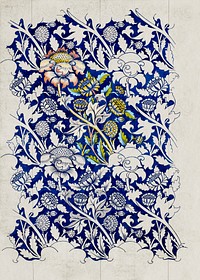 <a href="https://www.rawpixel.com/search/william%20morris?sort=curated&amp;page=1">William Morris</a>&#39;s Watercolour for Printed Fabric Design: Wey (1882-1883) famous artwork. Original from The Birmingham Museum. Digitally enhanced by rawpixel.