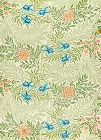 <a href="https://www.rawpixel.com/search/william%20morris?sort=curated&amp;page=1">William Morris</a>&#39;s Larkspur (1874) famous pattern. Original from The Smithsonian Institution. Digitally enhanced by rawpixel.