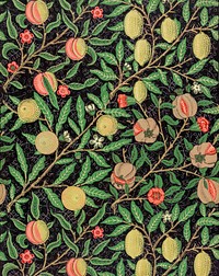 <a href="https://www.rawpixel.com/search/william%20morris?sort=curated&amp;page=1">William Morris</a>&#39;s Fruit pattern (1862) wallpaper. Famous pattern, original from The Smithsonian Institution. Digitally enhanced by rawpixel.<br /> 