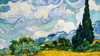 Van Gogh art wallpaper, desktop background, Wheat Field with Cypresses