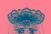 Blue carousel on a pink background