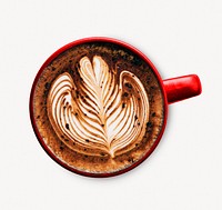 Latte art sticker, coffee, beverage isolated image psd