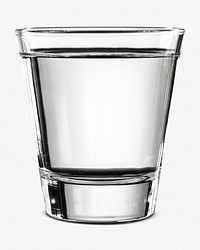 Glass of water sticker, beverage, drinks isolated image psd