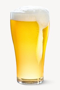 Beer glass sticker, alcoholic beverage image psd