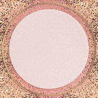 Gold shimmering round frame design element on a pink background