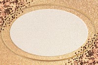 Gold shimmering oval frame design element on a gold background