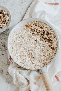 Organic homemade oats in a pot
