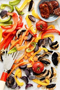 Freshly roasted vegetables food photography