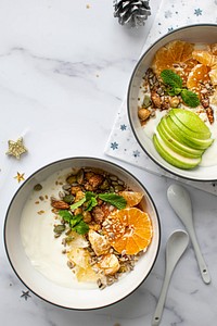 Citrus yogurt with caramelized nuts menu