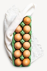 Egg carton, organic food ingredient isolated image psd