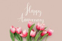 Tulip with light brown anniversary card mockup