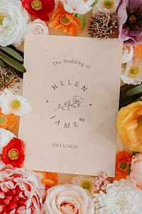 Botanical wedding invitation card mockup