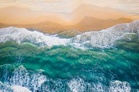 Beautiful coastline with clear sea water drone photograph