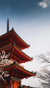 Travel iPhone wallpaper, Chureito pagoda in Fujiyoshida, Japan mobile background, travel destination