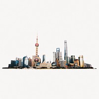Shanghai skyline, cut out city