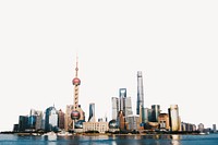Shanghai city skyline border,  background psd