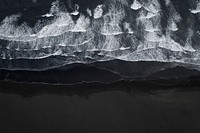 Aerial view of black sand beach in Iceland