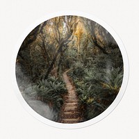 Forest pathway in circle frame, nature image