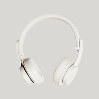 White wireless headphone mockup on a gray background