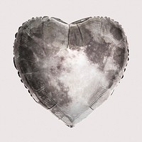 Moon textured print on a heart shaped balloon design element