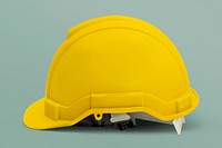 Yellow hard hat mockup on a sage green background 