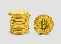 Stack of golden bitcoins design resource