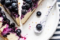 Closeup of a homemade blueberry cheese cake. Visit Monika Grabkowska to see more of her food photography.