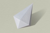 3D silver asymmetric hexagonal bipyramid paper craft on a sage green background