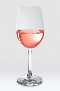 Rose wine in wine glass mockup