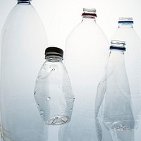 Crushed plastic bottles for recycling  