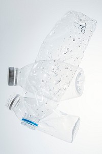 Crushed plastic bottles for recycling  