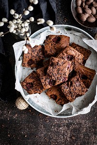 Freshly baked homemade chocolate brownies