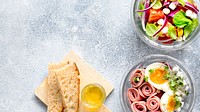 Organic homemade salad in a glass bowl